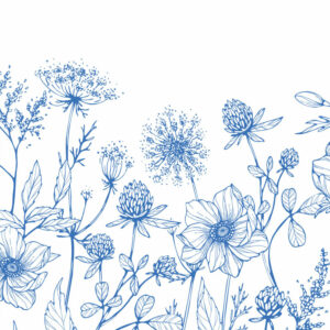 DOUNIA - fresque murale fleurs bleu