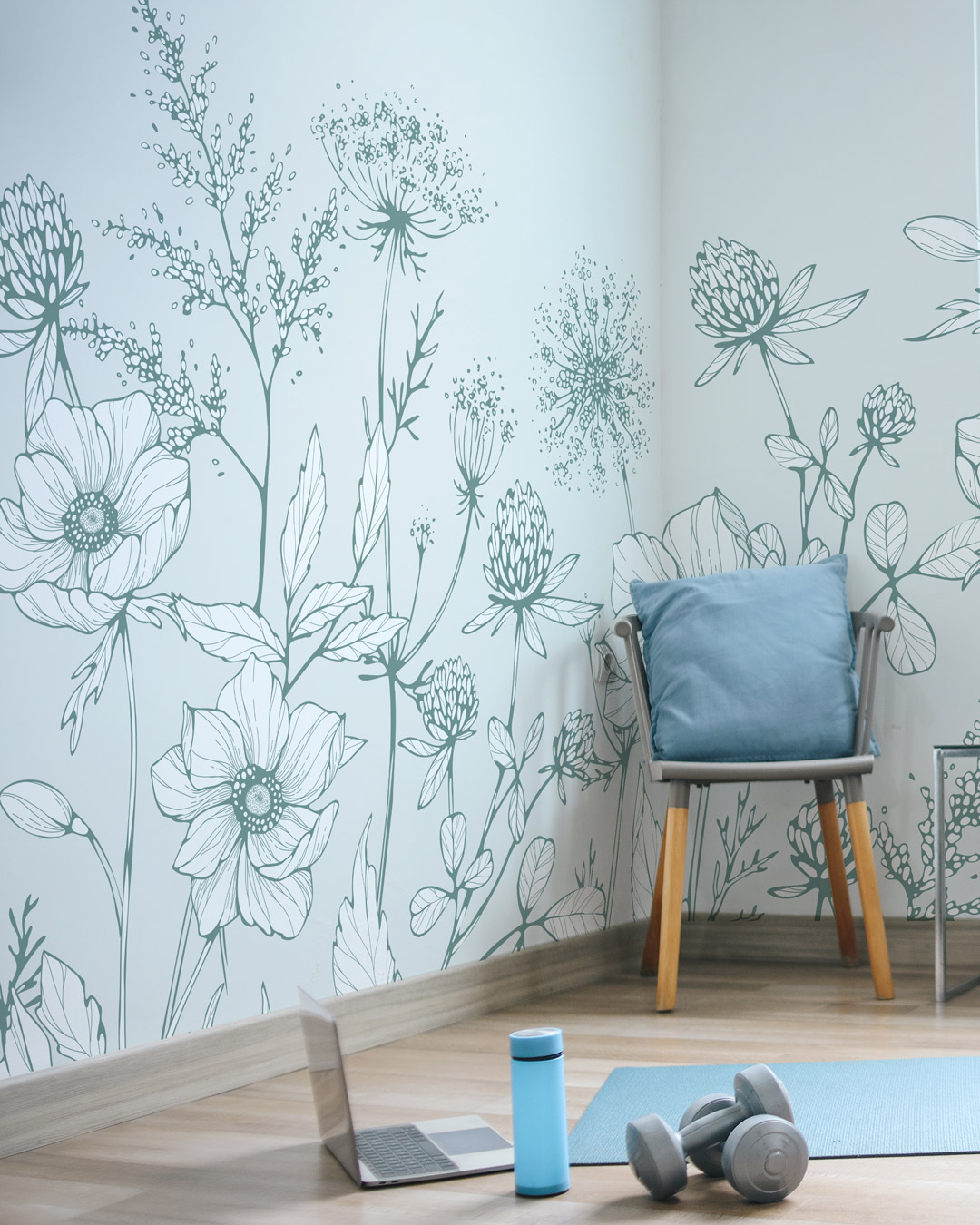 DOUNIA - fresque murale fleurs salle de yoga