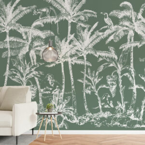 COUMBA - Fresque palmier monochrome salon