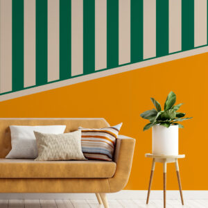 GIOVANNI - Papier peint panoramique soubassement et rayures salon
