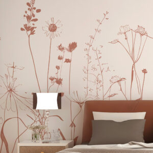 LOUISA - Papier peint fleur des champs terracotta chambre
