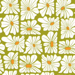 MARTHA - Papier peint fleurs hippie vert salon