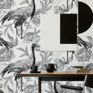 NESTOR - Papier peint grues et pivoines salle à manger