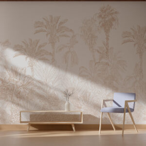 NORA - papier peint palmier beige salle d'attente