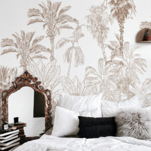 NORA - papier peint palmier marron chambre
