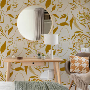 RIM - Papier peint femme et fleur coiffeuse chambre