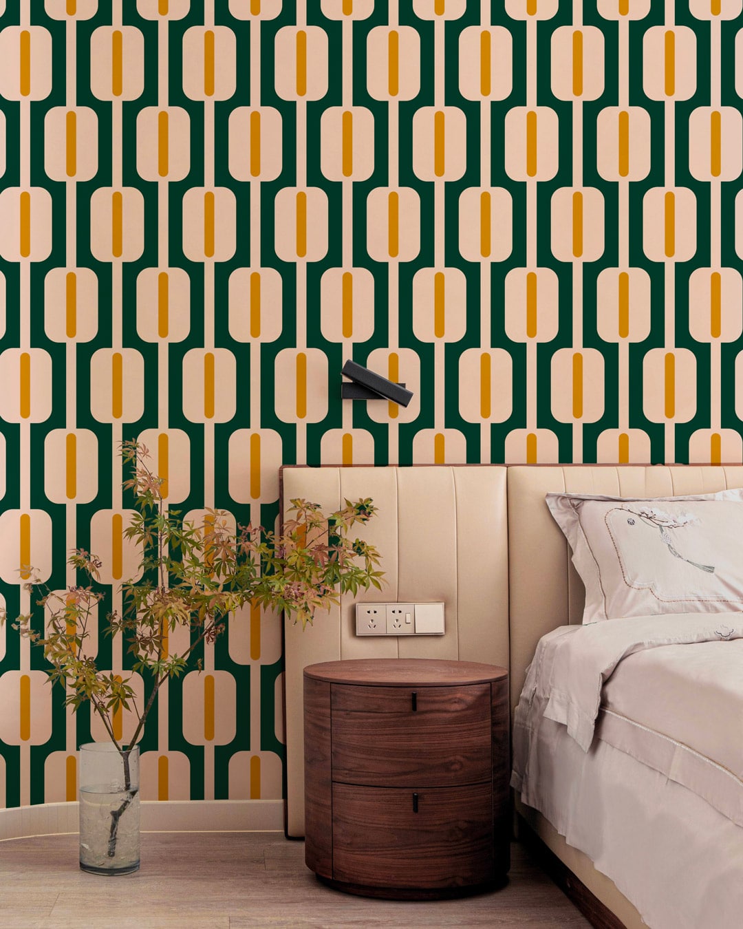 ADAM - Papier peint motif vintage boulier vert salle à manger