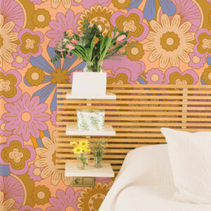 AMAL - Papier peint fleur groovy chambre