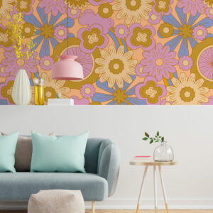 AMAL - Papier peint fleur groovy salon 2