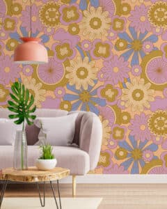AMAL - Papier peint fleur groovy salon papiers peints fleuris vintage