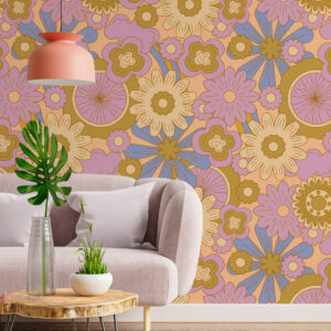 AMAL - Papier peint fleur groovy salon