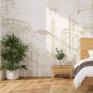 AMAYA - papier peint panoramique Tokyo beige chambre