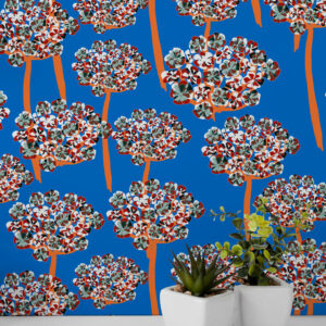 ANASTASIA - Papier peint fenouil bleu bureau