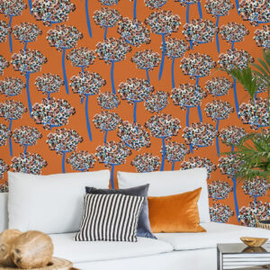 ANASTASIA - Papier peint fenouil orange salon