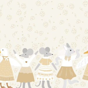 ANNIE - papier peint farandole animaux de la ferme beige