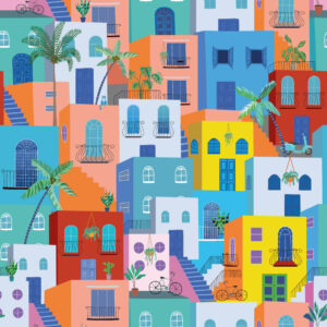 AYDEN - Papier peint ville multicolore