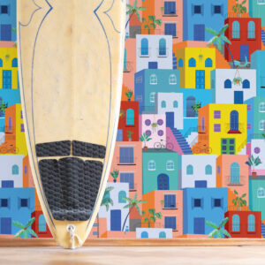 AYDEN - Papier peint ville multicolore école de surf