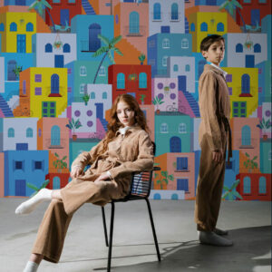 AYDEN - Papier peint ville multicolore shooting