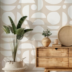 BELISAIRE - Papier peint poterie beige entrée meuble salon