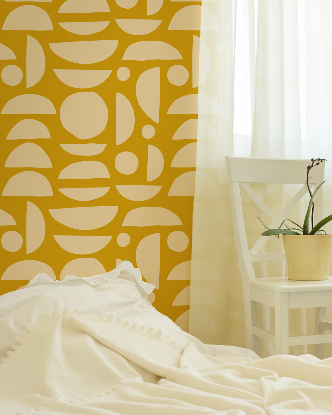 BELISAIRE - Papier peint poterie jaune chambre