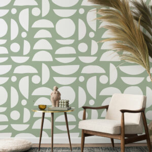 BELISAIRE - Papier peint poterie vert coin lecture