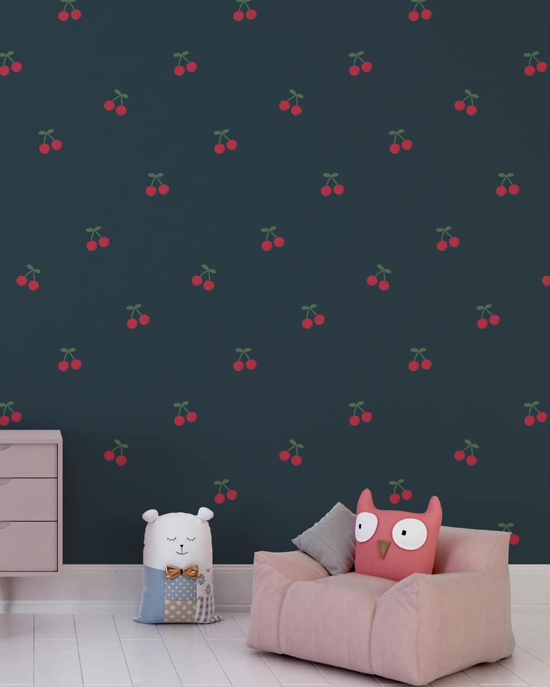 CERISE - Papier peint cerise enfant gris salle de jeux