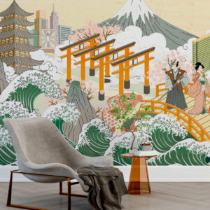 DAÏKI - Papier peint panoramique style japonais coin lecture