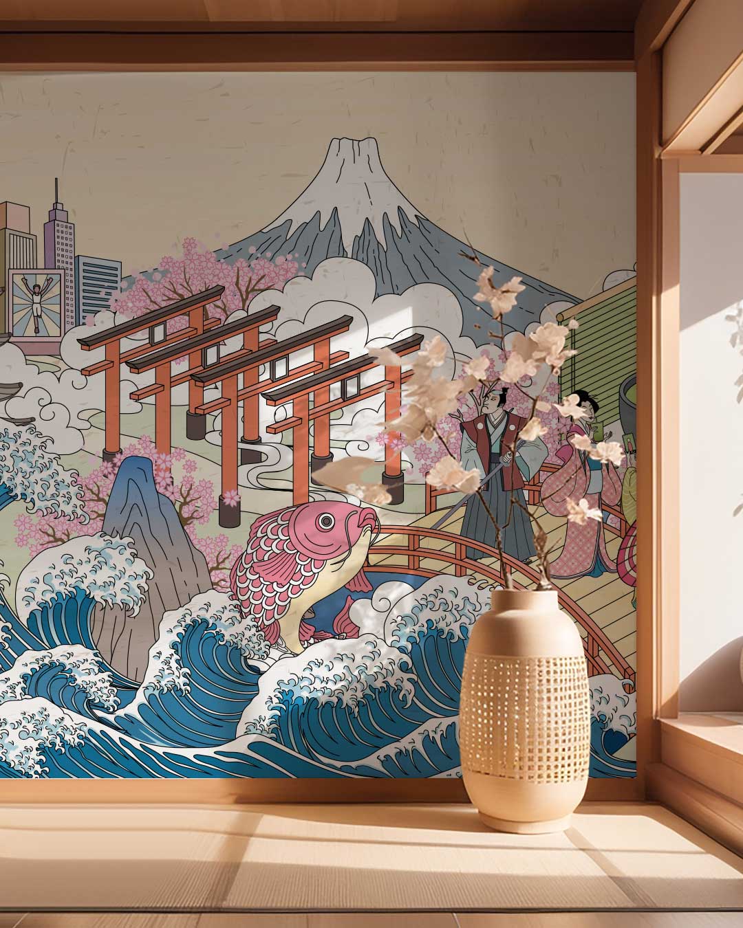 DAÏKI - Papier peint panoramique style japonais 3 entrée