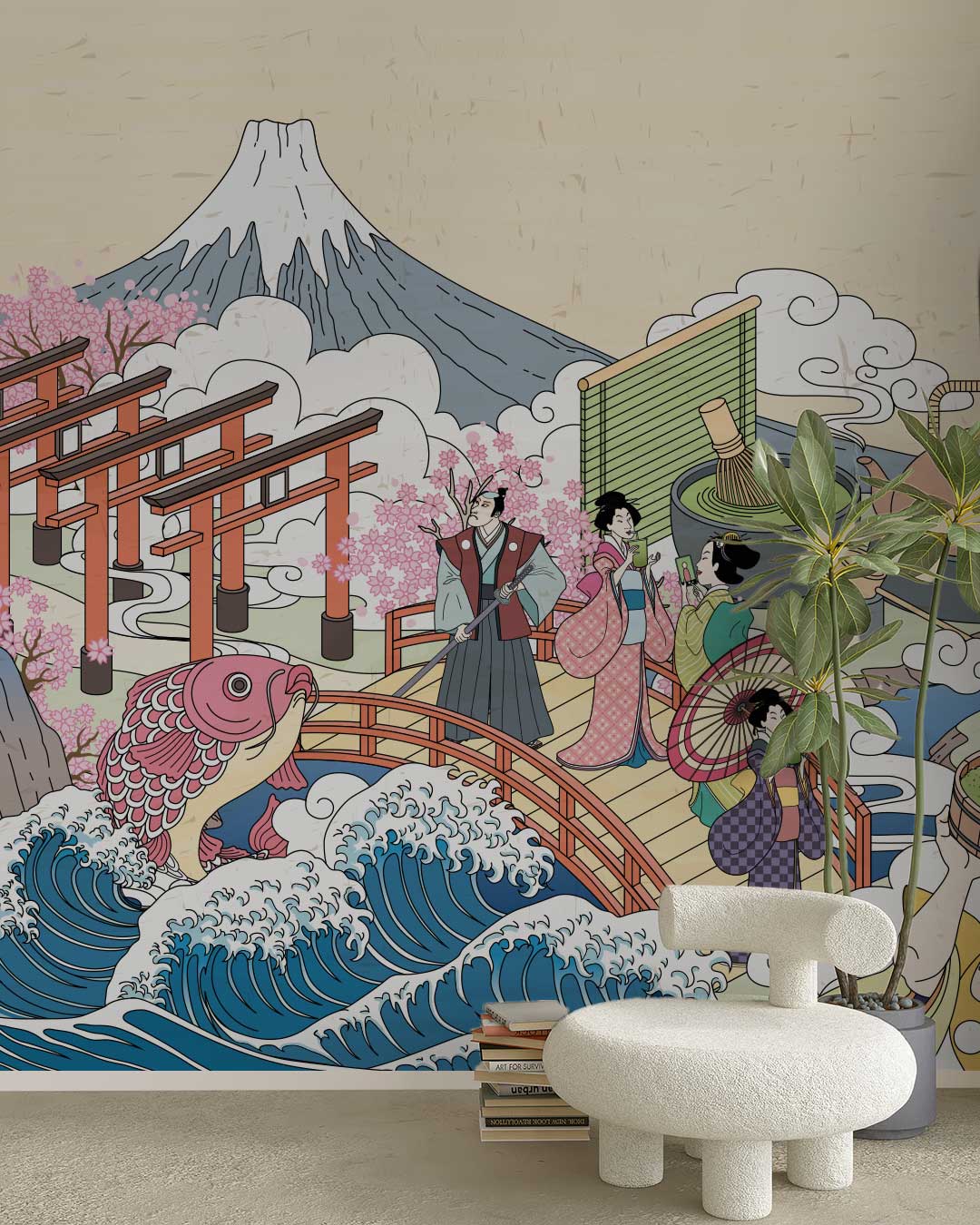 DAÏKI - Papier peint panoramique style japonais 3 salon