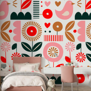ELLA - Papier peint scandinave enfant chambre fille