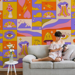 ENRICO - Papier peint panoramique collage rétro salon 2