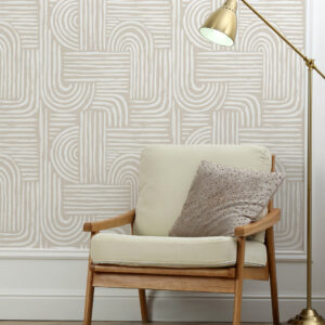 FLORIANE - Papier peint jardin japonais beige coin détente