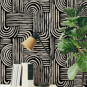 FLORIANE - Papier peint jardin japonais noir bureau