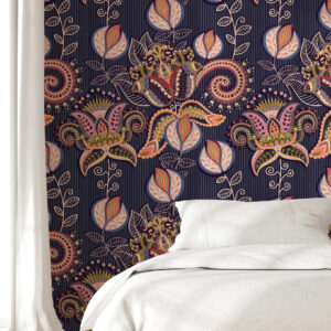 HONORINE - Papier peint mandala rayé chambre