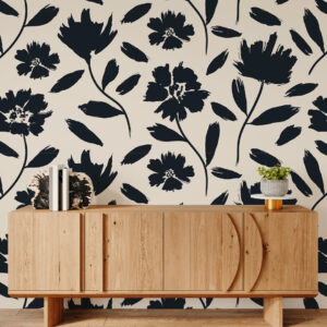 ISAURE - Papier peint empreinte florale salon