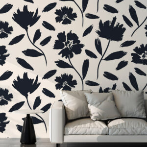 ISAURE - Papier peint empreinte florale salon