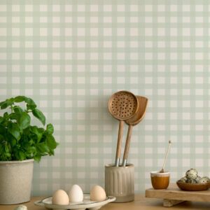 JESSY - Papier peint Vichy vert cuisine