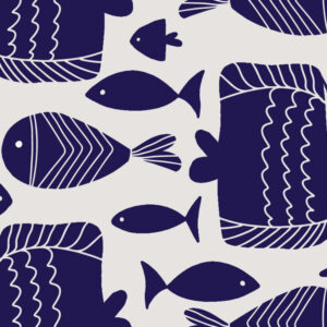 LAODIS - Papier peint poissons originaux beige