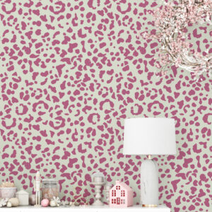 MAGUELONE - Papier peint empreinte leopard rose meuble chambre