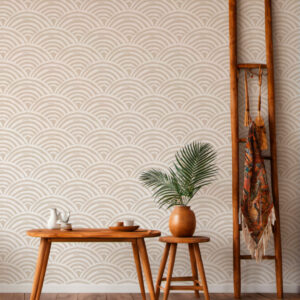 MEIKO - Papier peint seigaiha japonais beige entrée