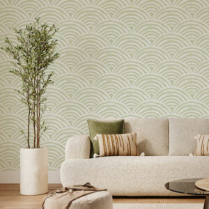 MEIKO - Papier peint seigaiha japonais vert salon