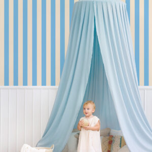 NAOUEL - Papier peint rayure enfant bleu salle de jeux