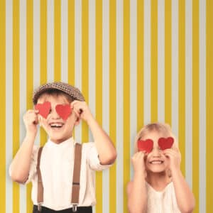 NAOUEL - Papier peint rayure enfant jaune chambre enfant