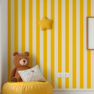NAOUEL - Papier peint rayure enfant jaune coin détente