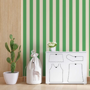 NAOUEL - Papier peint rayure enfant vert dressing