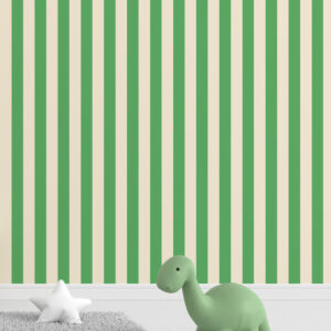 NAOUEL - Papier peint rayure enfant vert salle de jeux