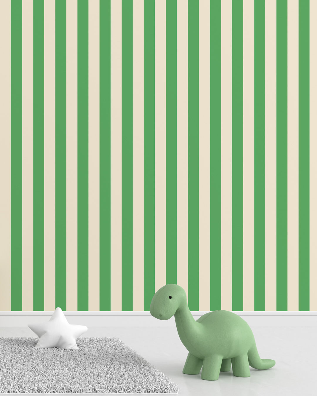 NAOUEL - Papier peint rayure enfant vert salle de jeux