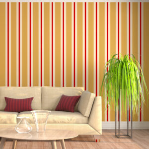 RAYAN - Papier peint rayure original beige salon