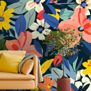 RENATA - Papier peint fleur arty salon