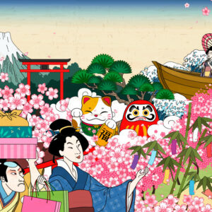 SACHIKO - Papier peint panoramique estampe japonaise